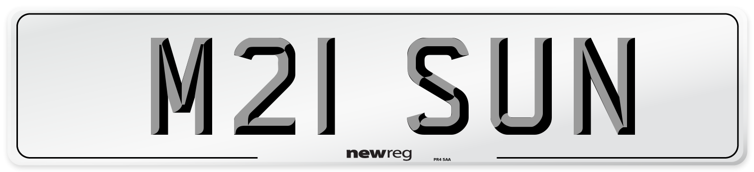 M21 SUN Number Plate from New Reg